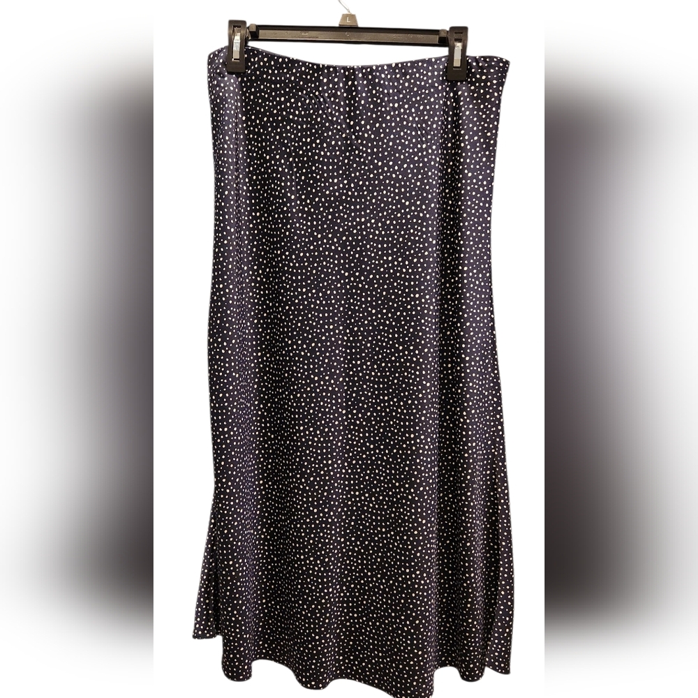 J. Crew Black Midi Skirt with Cream Dots